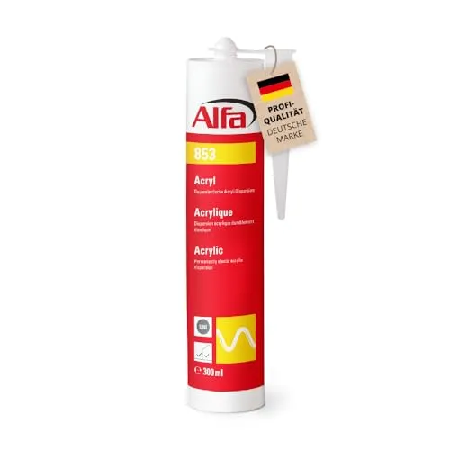 1x Alfa Acryl-Dichtstoff 310 ml weiß Profi-Qualität universelle Anwendung, Profi-Qualität, Maler-Acryl, witterungsbeständig, geruchlos, lösemittelfrei, stark haftend