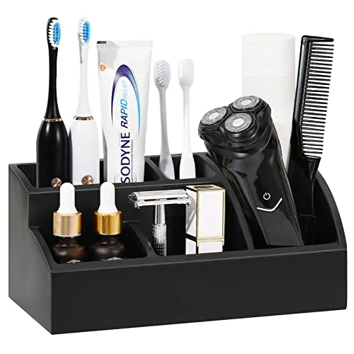 Luxspire Zahnbürstenhalter mit 5 Fächern in schwarz von Luxspire