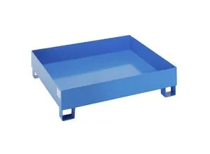 eurokraft basic Stahl-Auffangwanne für 200-l-Fässer, LxBxH 1200 x 1200 x 285 mm, mit Zulassung, blau pulverbeschichtet, ohne Gitterrost