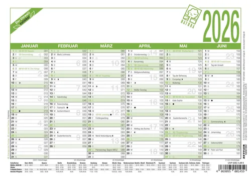 Zettler Arbeitstagekalender A5 Recycling 2026