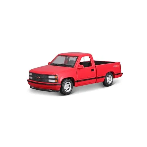 Maisto Chevrolet 454 SS Pick-Up (1993): Modellauto im Maßstab 1:24, Türen beweglich, rot (532901R)