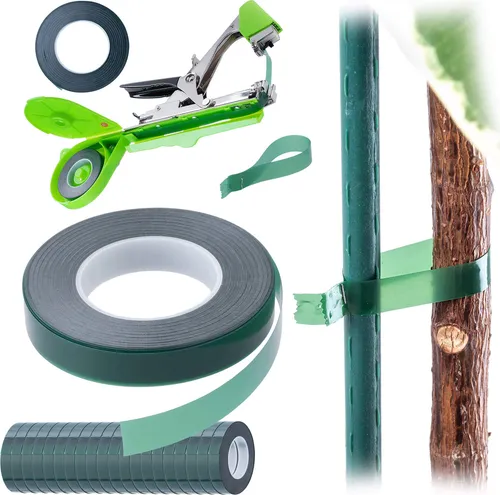 KADAX Garten-Tackerband-Set, 11 mm x 25 m, grün, 20-teilig