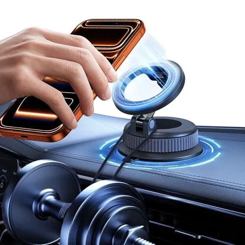 Handyhalterung Auto – Magsafe Autohalterung mit Klebepad & Vakuum Saugnapf, Handy Halterung Auto für Armaturenbrett, Windschutzscheibe, Kfz Handyhalter Magnet Universal für iPhone,Samsung & Android