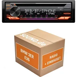 JVC KD-DB922BT Autoradio Einbaupaket für BMW 3er E36 mit Bose-System - Komplettset für den einfachen Austausch des Autoradios in Ihrem BMW 3er E36 (1990-2000). Inklusive JVC KD-DB922BT, Antennen- und Aktivsystemadapter für unkomplizierte Installation und besten Sound.