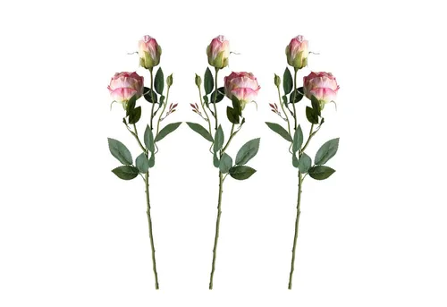 Kunstblumenstrauß Künstliche Rosen 3er Set 55cm. Premium Seidenblumen, 2 Rosen 1 Knospe Rose, Layba, Täuschend echte Seidenblüten, pflegeleicht, vielseitig einsetzbar