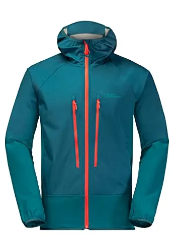 Jack Wolfskin Alpspitze Hoody M - Outdoor Jacke in Blue Coral - Outdoorjacke mit TEXASHIELD PRO Material, winddicht, wasserabweisend und atmungsaktiv. Ideal für Skitouren und Wanderungen, ausgestattet mit RECCO®-Technologie für mehr Sicherheit im Gelände.