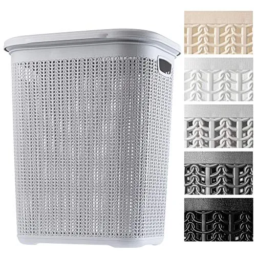 KADAX Wäschekorb, 50L, multifunktionale Wäschetruhe mit Deckel, leichter Wäschesammler, Wäschesortierer aus Kunststoff, für Bad, schmutzige Kleidung, Spielzeug, Wäschebox (grau)