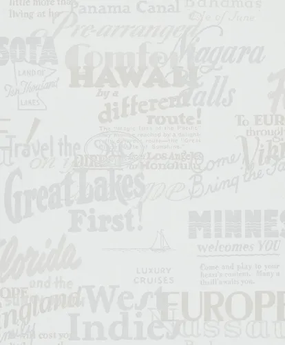 Vliestapete Novamur 82326 Weiß Beige Metallic Schriftzüge Ivy (2,95€/1qm)