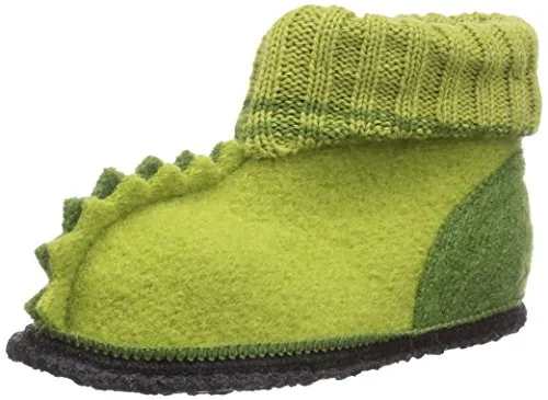 Beck Unisex Kinder Nessi Hohe Hausschuhe, Grün, 28 EU - Hausschuhe aus weicher Wolle mit rutschfester Gummisohle, ideal für warme Füße und sicheren Halt zu Hause.