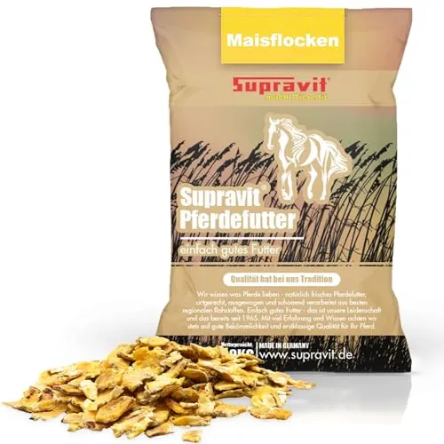 Supravit Maisflocken 20kg - 🌽 100% natürliche Maisflocken für Pferde, ohne Zusatzstoffe. Ideal zur Unterstützung der Gewichtszunahme und als schmackhafter Energielieferant nach dem Training. Hergestellt in Deutschland, leicht verdaulich und appetitanregend.