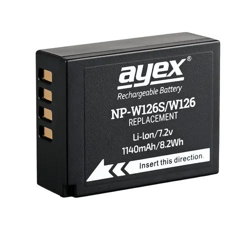 ayex NP-W126S Akku für z.B. Fujifilm X-T4 X-T3 X-T2 X-T30 X-H1 GFX 100S GFX 50S