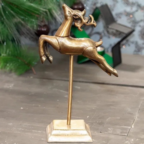Rentier Figur, Gold, Gartenfigur, Aluminiumfigur, Tiere, Tierfiguren, Dekoration