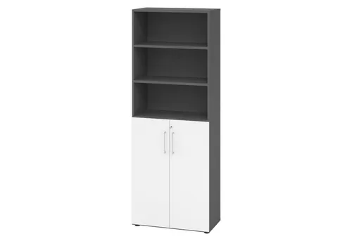 bümö Aktenschrank smart Kombischrank - 3 plus 3 Ordnerhöhen Dekor: Graphit/Weiß