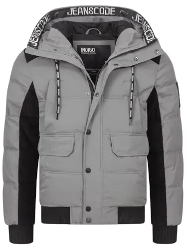 Indicode Herren INJakobe Winterjacke mit Kapuze | Herrenjacke warme Freizeitjacke Männer Pewter, 3XL