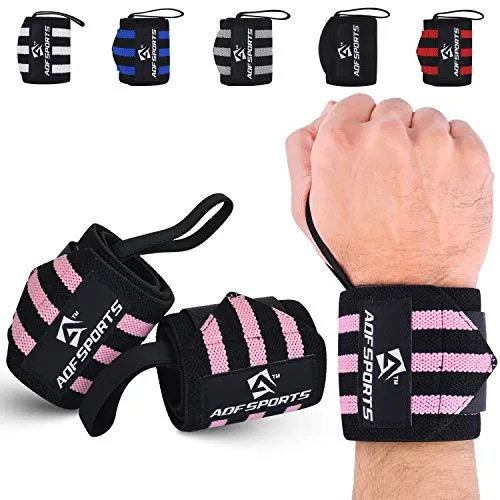 AQF Handgelenk Bandagen Fitness, 45cm Gym Bandage Handgelenk, Handgelenkstütze Bandagen Krafttraining, Bodybuilding Handgelenkbandage, Powerlifting Wrist Wrap Für Herren & Damen (Rosa/Schwarz)