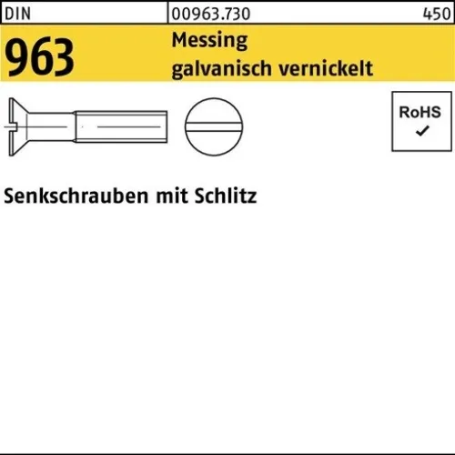 200er PACK(Stk) 000963706009030010 Senkschraube DIN 963 Schlitz M 3 x 10 Messin