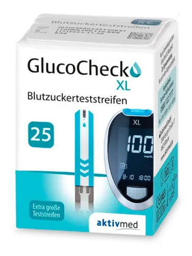 GlucoCheck Blutzucker-Teststreifen GlucoCheck XL Blutzuckerteststreifen, 25-tlg.