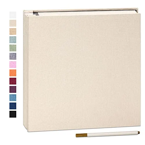 Yopih Selbstklebendes Fotoalbum 33x32 cm für 10x15, 13x18, 20x25 cm Bilder, DIY Fotoalbum zum Selbstgestalten, 40 Selbstklebende Seiten mit Metallstift, Hochzeit Baby Reise Geschenk, Beige