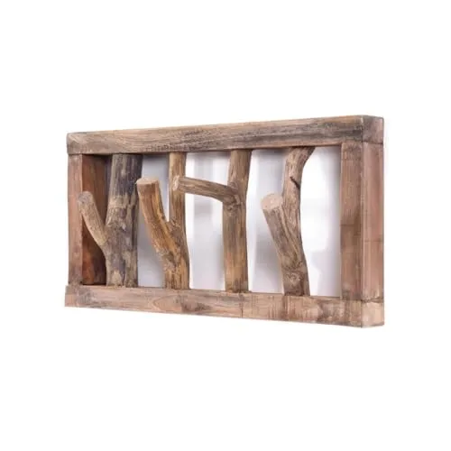 DESIGN DELIGHTS RUSTIKALE WANDGARDEROBE LIMB | Treibholz mit 4 Haken - Wandgarderobe aus Recyclingholz im natürlichen Ast-Look, handgefertigt und ideal für kleine Eingangsbereiche. Unterstütze die Manufaktur und genieße den einzigartigen Vintage Charme.