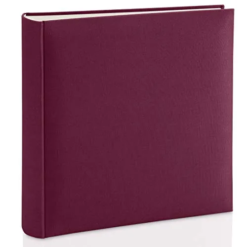 Hama Fotoalbum mit Stoffeinband 30x30 cm (Jumbo Fotobuch mit 100 weißen Seiten, Photoalbum mit Pergamin-Trennblättern, Album zum Selbstgestalten und Einkleben) weinrot