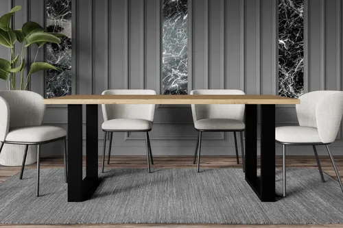 Altdecor Esstisch aus Eiche, Rechteckig 160x90 cm - Moderner Esstisch aus robustem Holzwerkstoff mit spektakulärem U-Fuß, ideal für gesellige Abende mit Familie und Freunden.