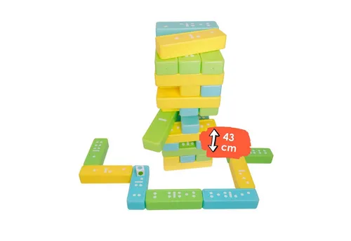 alldoro 60065 2 in 1 Tower & Domino Spiel Set - Gesellschaftsspiel für Kinder ab 2 Jahren – Kombiniert Wackelturm und Dominospiel für doppelten Spielspaß und fördert spielerisch Motorik und Konzentration.