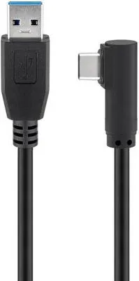 Goobay USB-C auf USB A 3.0 Kabel 90°, schwarz, 3 m - USB 3.0-Stecker (Typ A) > USB-C-Stecker (66504)