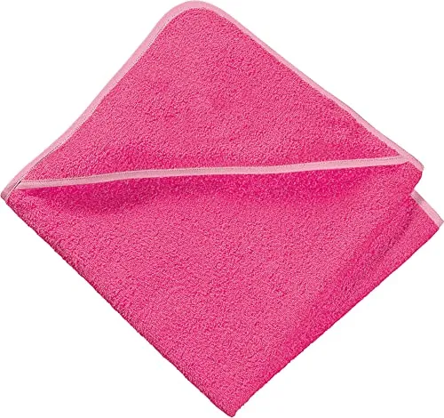 Erwin Müller Kapuzenbadetuch pink Größe 100x100 cm, Kapuzenhandtuch Kinder Frottier - schnell trocknend und saugstark