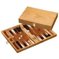 Philos 1165 - Backgammon Mathraki, klein, Holz, Kassette - Gesellschaftsspiel Backgammon in kompakter Kassette, Maße 290 x 200 x 55 mm, für spannende Duelle und taktische Entscheidungen.