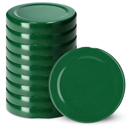 KADAX Schraubdeckel fi53 mm, Twist-Off-Deckel Set aus Metall, passend für 115ml Gläser, Ersatzdeckel mit 4 Einrastzähnen, Deckel für Flaschen und Einmachgläser (10 Stück, Grün)