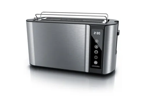 Arendo Langschlitztoaster, 4 Scheiben, 1500 W, Touchpanel, Brötchenaufsatz, Silber