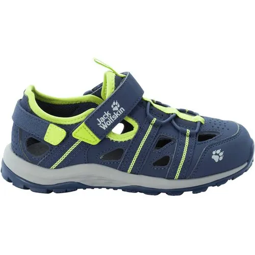 Jack Wolfskin Jungen Unisex Kinder Sun Climber K Sandale, Blue/Lime, 26 EU - Wanderschuhe für Kinder mit leichtem Synthetik- und Mesh-Schaft, anatomisch geformtem Fußbett und griffiger Gummisohle für optimalen Halt beim Spielen und Entdecken.