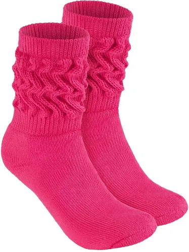 BRUBAKER Schoppersocken Slouch Socken - Damen Fitnesssocken (80s Style, 2-Paar, Baumwolle) Knit Sportsocken für Fitness, Yoga, Workout, Gymnastik und Wellness