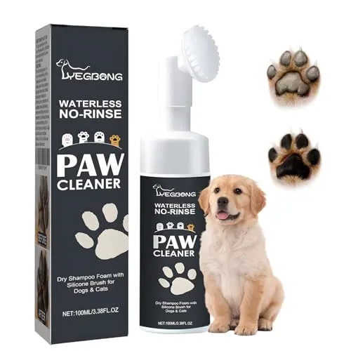 Qullmartle 100ml Pfotenreiniger für Hunde und Katzen,Hundepfoten Reiniger,Haustier Fußreinigungsschaum,Pfotenreinigung Hundepflege Zubehör,Optimal für Haustier Pfoten,Rinse-Free