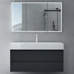 doporro Spiegelschrank Beschlagfreier Spiegel Wandschrank BxTxH 120x15x70cm Hängeschrank für Badezimmer Anthrazit matt Spiegelschrank04 - Schwarz