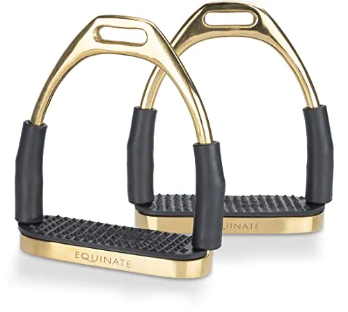 Equinate Sicherheitssteigbügel Fremont 12cm Gold - Sonstige Reitausrüstung mit rutschfesten Gummieinlagen für maximale Sicherheit und Komfort beim Reiten, ideal für Training, Gelände und Turniere.