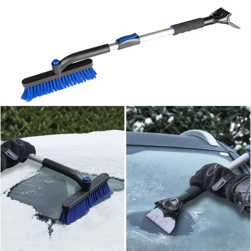 Schneebesen Schneebürste mit Eiskratzer Teleskop 77-100 cm blau Scheibenkratzer