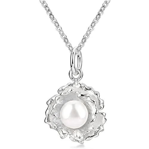 Materia Perlen Anhänger Silber 925 Blume mit Kette KA-475-K30-45