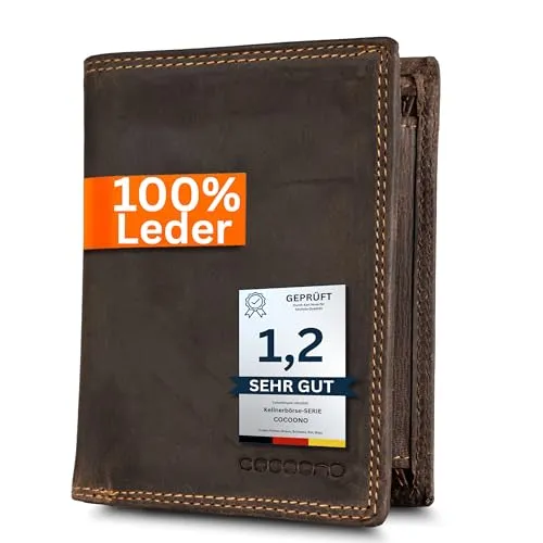 Cocoono Herren Geldbörse aus Echtleder mit RFID-Schutz – Robustes Portemonnaie mit Münzfach und Kartenfächern - Diese stilvolle Herren Geldbörse aus hochwertigem Echtleder bietet RFID-Schutz für deine Karten und eine durchdachte Aufteilung für optimale Organisation. Ideal für den Alltag und unterwegs.