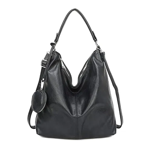 OBC Damen Tasche Shopper Hobo-Bag Henkeltasche Schultertasche Umhängetasche Handtasche Crossover CrossBag Damentasche Reisetasche Beuteltasche (Dunkelblau 47x33x17 cm)