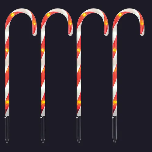 4er Set LED-Gartenleuchtstäbe Zuckerstange 32 weißen LEDs Leuchtstab IP44