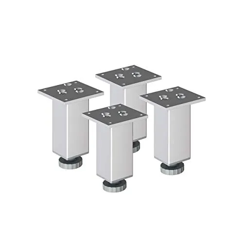 Sossai Exklusiv Möbelfüße E4MF, höhenverstellbares 4er Set - Möbelfüße aus Aluminium mit integrierter stufenloser Höhenverstellung bis 2 cm, ideal für individuelle Anpassungen von Kommoden und Schränken.