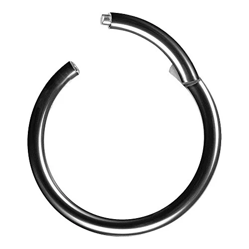 Piercingfaktor Universal Titan G23 Piercing Scharnier Clicker Ring Septum für Tragus Helix Ohr Nase Lippe Brust Intim Nippel Augenbrauen Schwarz 1,2mm x 10mm