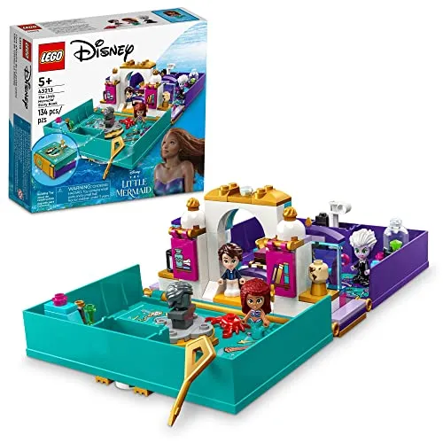 LEGO Disney The Little Mermaid Story Book 43213 Lustiges Spielset mit Arielle, Prinz Eric und Ursula Mikro-Puppe, Disney Princess Spielzeug, Geburtstagsgeschenk für Kinder und Fans ab 5 Jahren