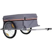 HOMCOM Lastenanhänger - Fahrrad Lasten-Fahrradanhänger, hoher Stauraum und einfache Demontage für flexiblen Transport