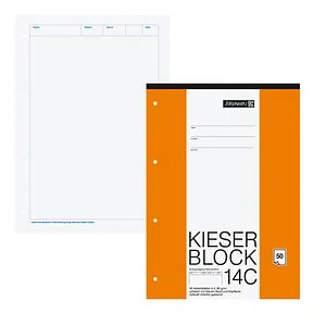 BRUNNEN Arbeitsblock Kieserblock gelocht DIN A4 blanko Lineatur 14C, 1 Block