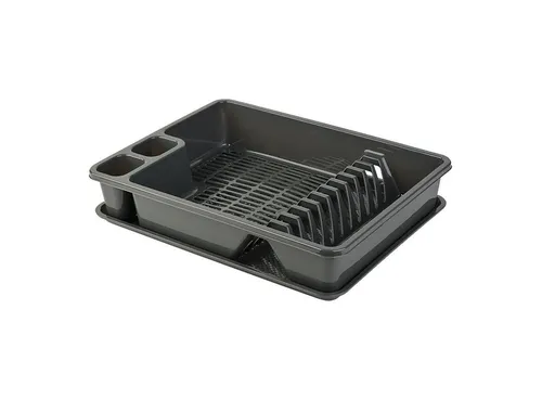 Engelland Geschirrständer Abtropfgestell, Abtropfgitter mit Wanne, für bis zu 11 Teller inkl. Besteck, spülmaschinengeeignet, BPA-frei