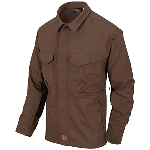 Helikon-Tex Herren Woodsman Hemd Earth Braun/Schwarz Größe XL - Bequemes Langarm-Outdoor-Shirt mit strapazierfähigem DuraCanvas-Gewebe. Ideal für Bushcraft, Camping und Alltag. Ausgestattet mit mehreren Taschen und Belüftung für optimalen Komfort.