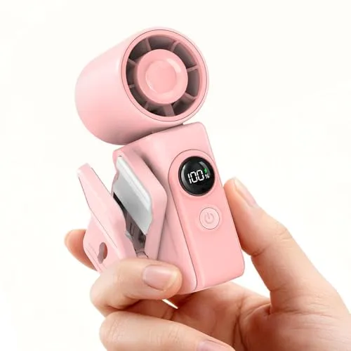 Dnenellr Mini Handventilator mit Clip, Kleiner Ventilator (Soft Pink)