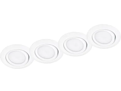 4er Set Deckeneinbaustrahler rund in Weiß matt, Durchmesser Ø 8cm